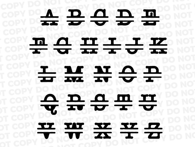 Split Monogram SVG, Typewriter Font Svg Png Dxf, Split Alphabet, DXF ...