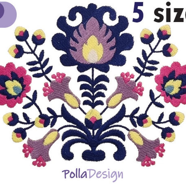 Polish Flower Machine Embroidery Design | European Folk Flower Embroidery Pattern | Poland  Embroidery Design | 5 sizes 015