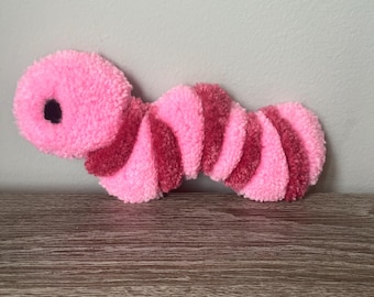 Tufted Worm Mug Rug Handmade Coaster