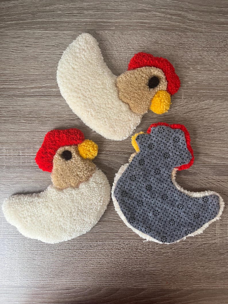 Tufted Chicken Mug Rug Handmade Rooster Coaster - Etsy
