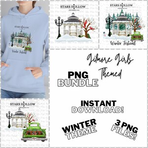 Paquete de invierno con cenador Stars Hollow / DISEÑADOR ORIGINAL / Archivo PNG de regalo Camión de granja nevado Festival de invierno Gilmore Girls Descarga de sublimación