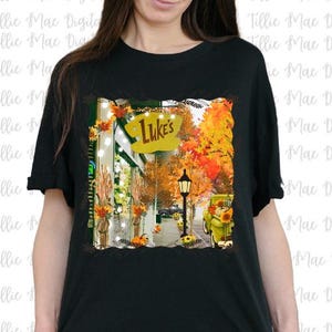 Gilmore Girls Lukes Tshirt Diner Herbst PNG | Sterne hohl Tshirt Sublimation Design Kürbisse Herbstblätter Instant Digital