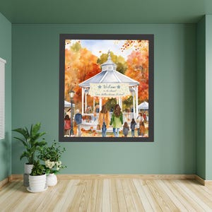 File PDF stampabili ispirati al festival autunnale di Stars Hollow, tema autunnale, acquerello, belle arti, sei misure, regalo di ventaglio autunnale per gazebo di Stars Hollow, PDF
