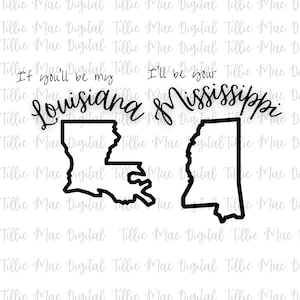 Bundle PNG Musique country Couples You'll be my Louisiana I'll be Your Mississippi Fichier de conception de sublimation de tshirt en téléchargement numérique