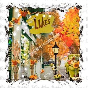 Camiseta Stars Hollow Lukes Diner Otoño PNG /DISEÑADOR ORIGINAL / Camiseta Stars Hollow Sublimación Otoño Calabazas Hojas de Otoño Digital Instantáneo