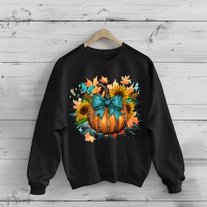 Abóbora Turquesa de Outono Png Sublimação | Abóbora de Couro de Outono | Png de Outono | Abóbora de Outono Png |Abóbora de Laço Coquette |Design de Camiseta de Outono png