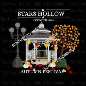 Gilmore Girls Stars Hollow Autumn Festival PNG/ DISEÑADOR ORIGINAL / Camisa de sublimación de letras blancas Gilmore Fall Stars Hollow Descargar Png