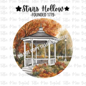 Gazebo inspirado en Stars Hollow en Fall Sketch Png / DISEÑADOR ORIGINAL / Camisa de sublimación Gilmore Girls Drawn Autumn Stars Hollow Descargar Png