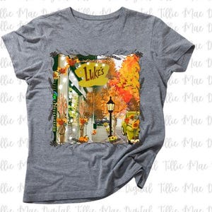 Lukes Tshirt PNG Diner Herbst | Sterne Hohl Gilmore Girls Alte Bauernhof Bäume Kürbisse Herbstblätter Instant Digital Png