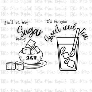 PNG-bundel Countrymuziek voor koppels You'll Be my Sugar Baby I'll be Your Sweet Iced Tea PNG Instant digitale download tshirt sublimatieontwerp