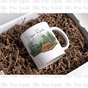 Blokhut Virgin River geïnspireerd bomen bergen PNG cadeau Tshirt Sweatshirt Tumbler mok sublimatie overdracht direct digitaal downloadbestand
