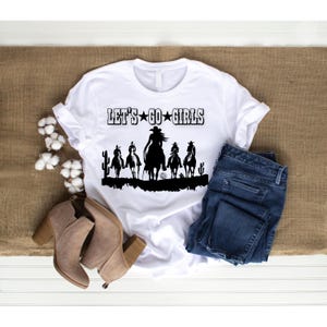 Allons-y filles cow-girls équitation cheval PNG Gang de filles pays noir ferme mignon tshirt design sublimation téléchargement numérique instantané rodéo