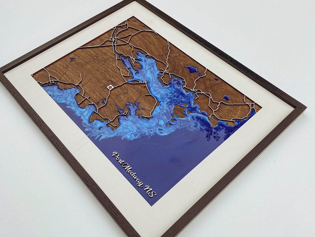 Port Medway Nova Scotia Map Wood and Epoxy Etsy