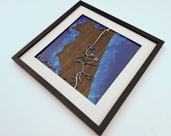 Mapa de Playa Mujeres - Mapa de madeira e epóxi