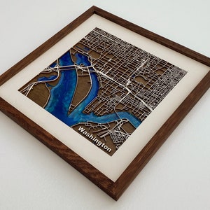 Carte de Washington DC - Bois et Epoxy