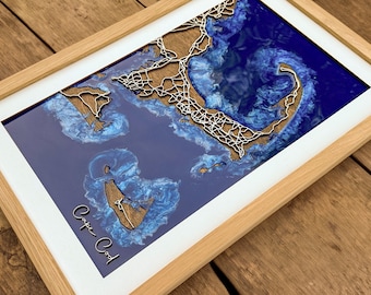 Wooden Map of Any Location | Unique Gift for Office 5th Anniversary Birthday Wedding | Wood and Epoxy Resin