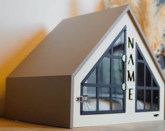 Wooden Dog House With Dog Bed, Dog Crate, Modern Dog Bed, Luxury dog furniture, Indoor Dog House, Premium dog house, personalized dog house