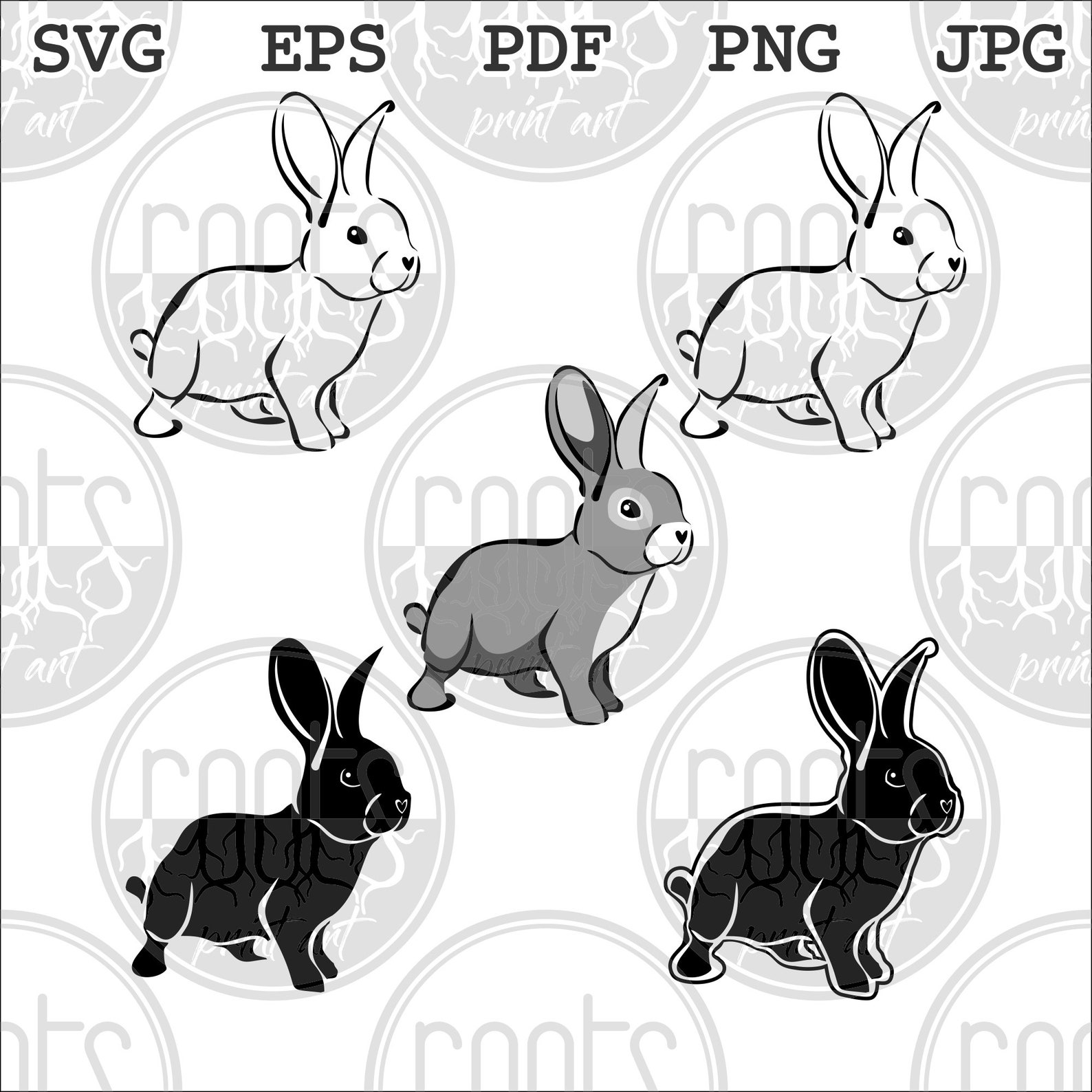 Rabbit SVG, Bunny Clipart, Cute Pet Vector Download, Printable Art,farm ...