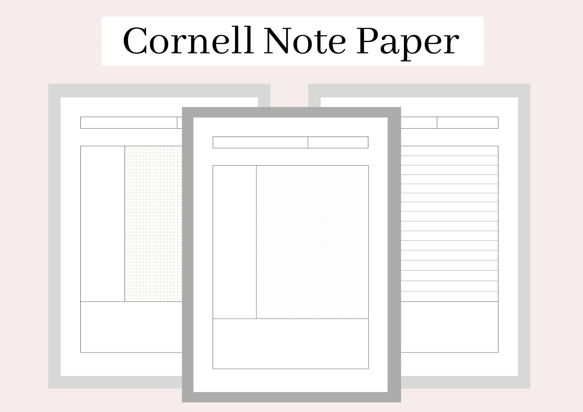 Cornell Method Template and Note Taking PDF Printable & | Etsy