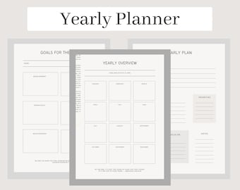 Undatierter Yearly Planner (Digital oder Ausdruckbar) Jahresplaner 2023