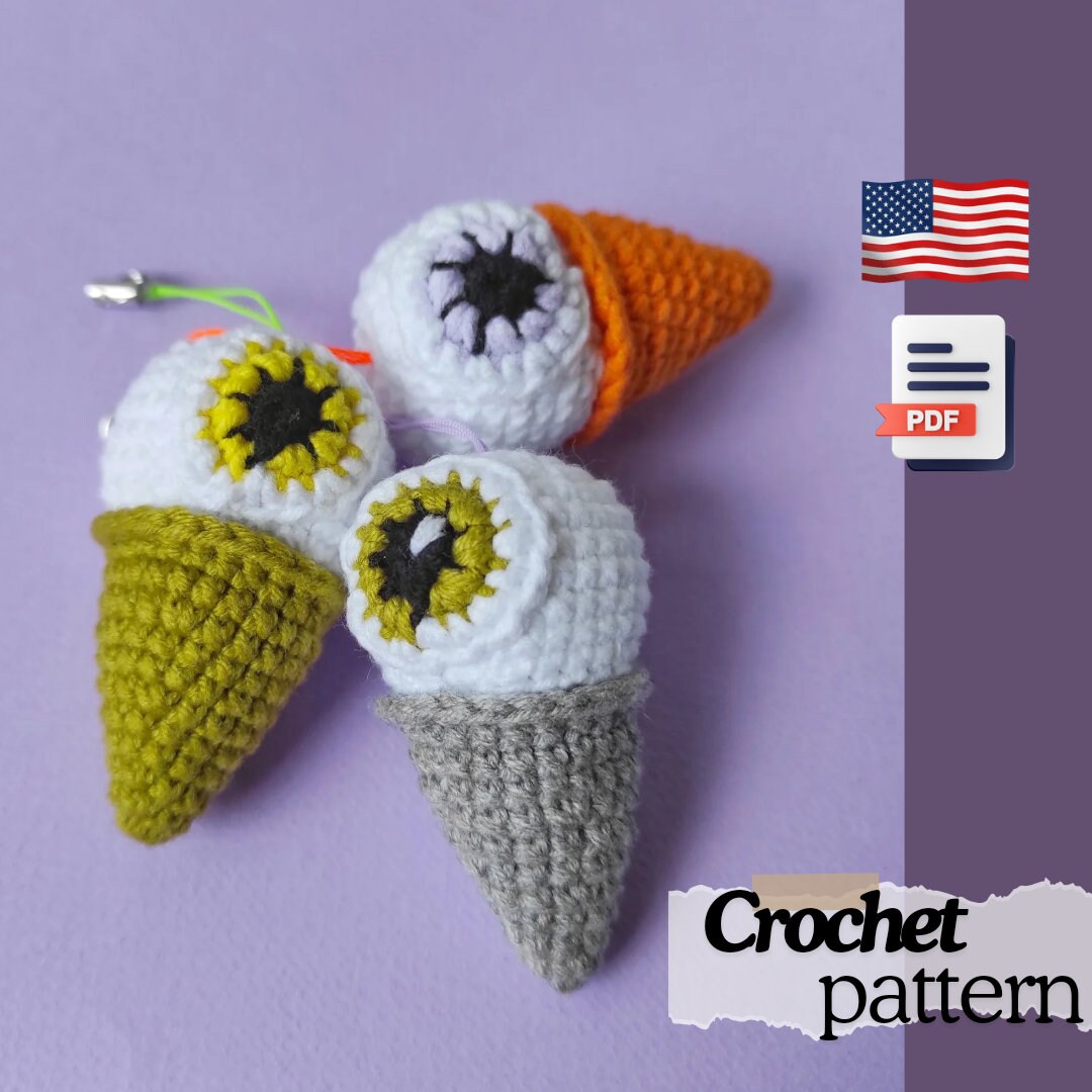 Halloween Crochet Pattern / Eye Scream Cone Amigurumi / Easy Spooky Ice ...