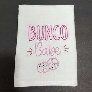 Bunco dice game hand embroidered flour sack dish towel