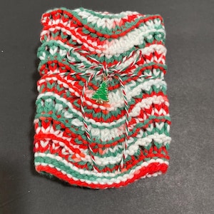 Cotton Christmas dish cloths, 100% cotton hand knit, set of 2