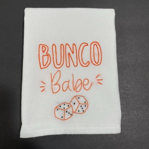 Bunco dice game hand embroidered kitchen flour sack tea towel