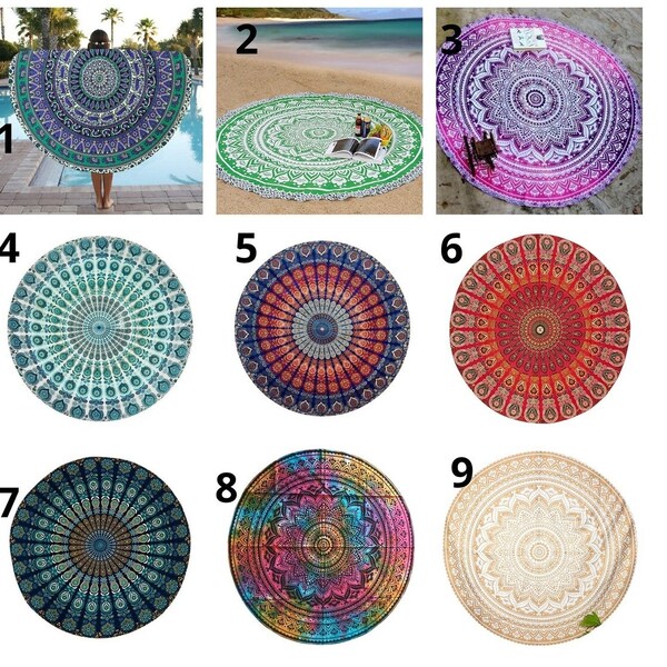 Round Table Cover Bohemia Indian Mandala Table Cloth Boho Picnic Yoga Mat Beach Tapestry Fabric Peacock Father Tablecloth