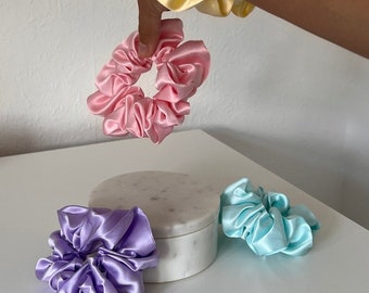 Silk scrunchies pack, hair tie gift set, hair accessories, bridesmaid gift, birthday gift for her uk, natural mulberry silk scrunchies