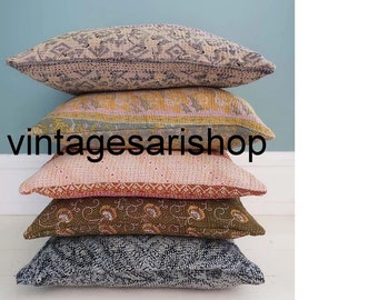 6 pcs set of 16 x 16 inches vintage kantha cushion covers pillow covers