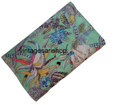 Details about   Cotton Monkey Print Kantha Throw Indian Handmade Baby Size Ralli Blanket 60X40 