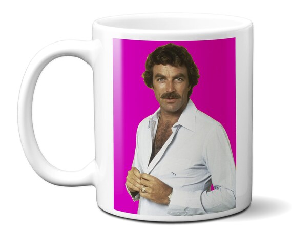 Tom Selleck (with Shirt!) 70s Sex Symbol Pink Retro Heavy Ceramic 