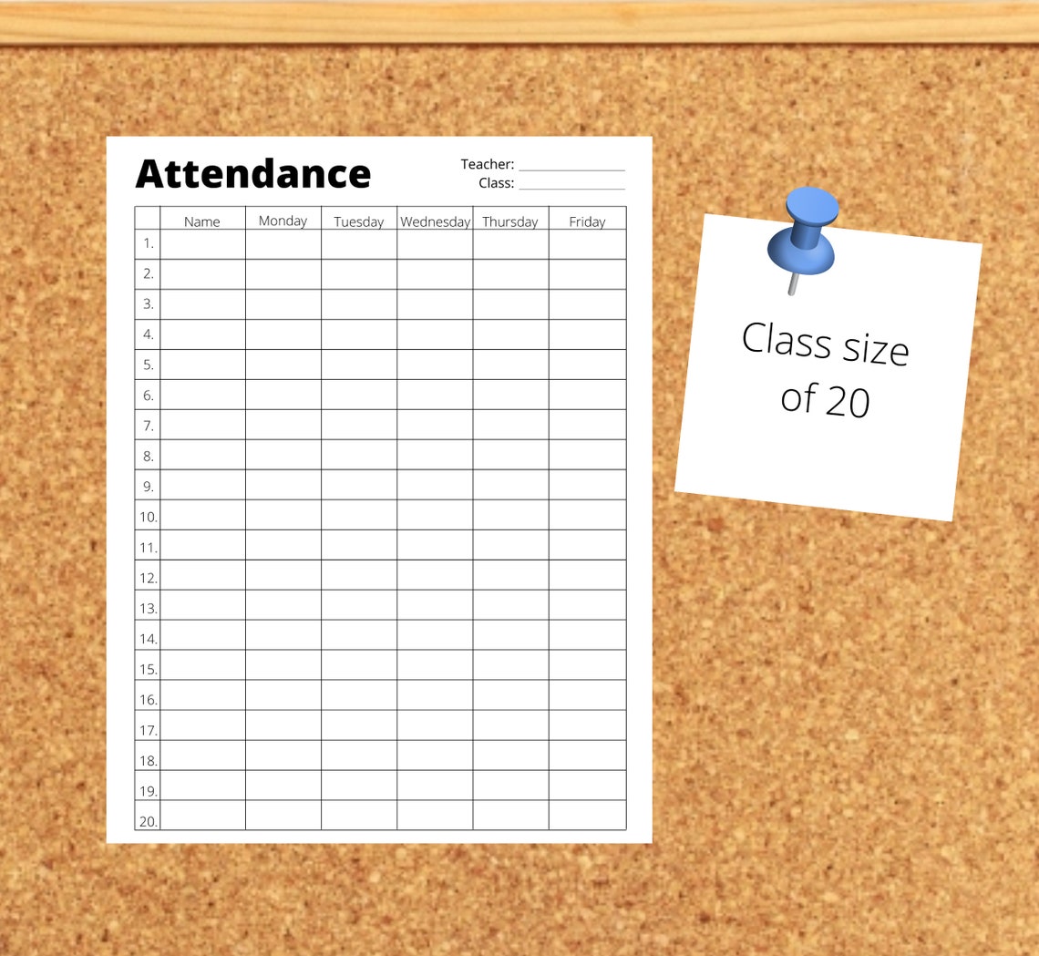 Attendance Sheet Attendance Tracker Attendance Log | Etsy