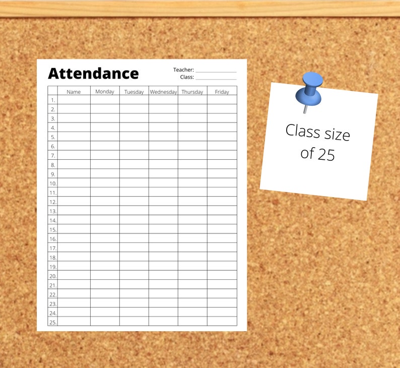 Attendance Sheet Attendance Tracker Attendance Log Etsy