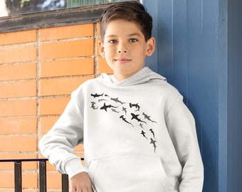 Sudadera con capucha de tiburón unisex para niños, suéter de tiburón juvenil, suéter de tiburón para niños, regalo de tiburón para niños, sudadera de tiburón para niños