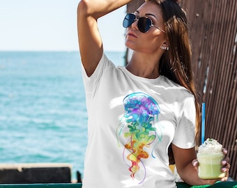 Multi-colored Jellyfish T-Shirt, Jelly Fish Tee, Jellyfish Tshirt, Colorful Jellyfish Tshirt, Jellyfish Gift, SCUBA Gift, SCUBA Diver Gift