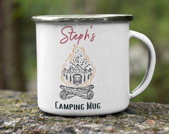 Personalised Camping Mugs, Kids Enamel Camping Mug, Family Camping Mugs, Camping Gifts, Personalized Gifts, Family Mugs, Travel Mugs