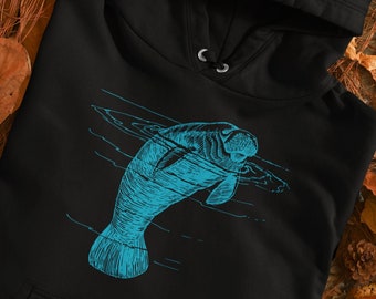 Manatee Hoodie, Manatee Pullover, Manatee Gift, Manatee Jumper, Ocean Gift, Manatee Tshirt, Ocean Conservation, Gift for Him Her, Christmas