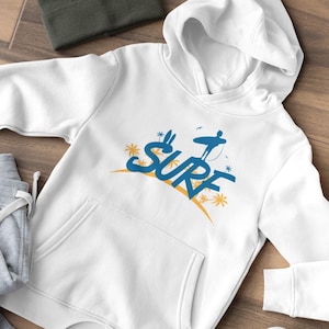 Kids Surf fleece hoodie, Youth Surfing Hoodie, Youth Skate Pullover, Youths Skateboarding Sweater, Children&#39;s Surf Sweatshirt, Kids Fleece