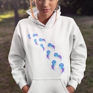 Jellyfish Hoodie, Jellyfish T Shirt, Jellyfish Print, Scuba Sweatshirt, Scuba Diving Tshirt, Ocean Gifts, Gifts for Her, Scuba Gifts, Fish