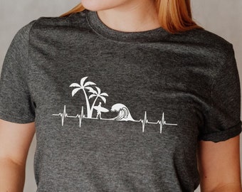 Unisex surf T-Shirt, surfing heartbeat, surf clothing, surfer gift, gift for him, gift for her, ECG, SUP,