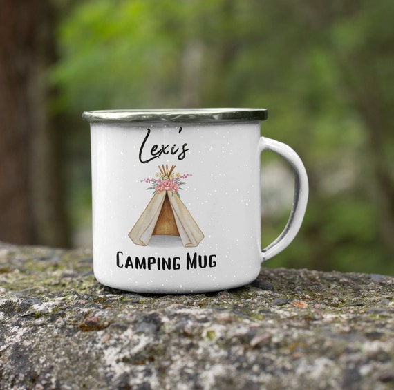 Tazas infantiles personalizadas, taza de camping de esmalte para niños,  tazas de camping familiares, regalos de camping, regalos personalizados,  tazas familiares, tazas de viaje -  México