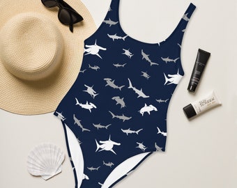 Traje de baño de tiburón de una pieza, Traje de baño con estampado animal, Bikini con temática oceánica, Bikini de playa, Regalos de tiburones, Regalos de SCUBA, Buceo, Traje de baño