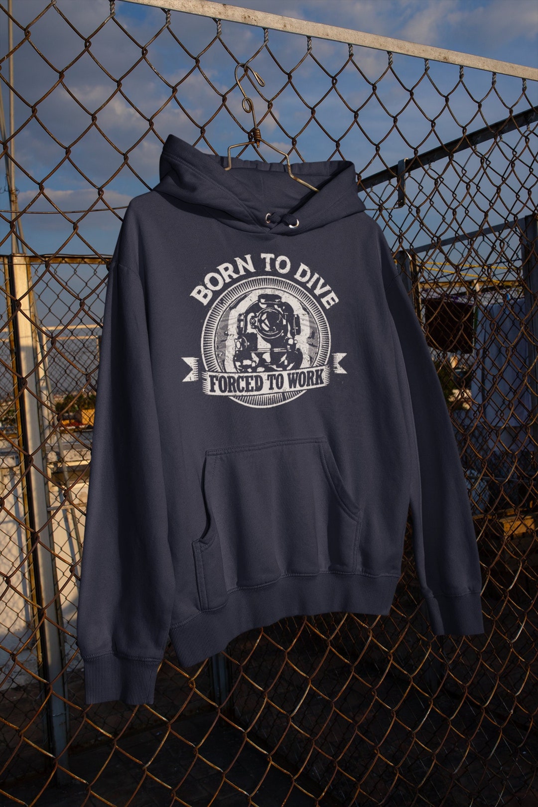 Born to Dive Forced to Work Hoodie, SCUBA Pullover, Diving Sweater