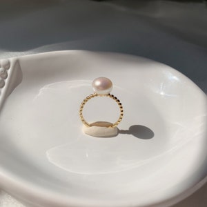 Freshwater Pearl Rings | 925 Sterling Silver Rings | Minimalist Rings | Dainty Pearl Rings | Simple Rings | 9-9.5mm Pearl | Adjustable Rings