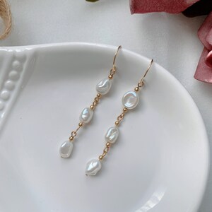 Freshwater Pearl Earrings | Keshi Baroque Pearl earring | 14K Gold Filled Earring Hoop | Gift For Her | Dainty Earrings | Handmade Jewelry