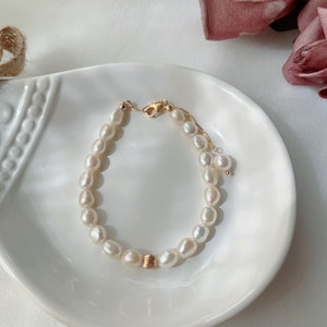 Baroque Pearl Bracelet | Pearl Beaded Bracelet | 14K Gold Filled Beaded Bracelet | Classic Pearl Bracelet | Dainty Jewelry | Gift For Her