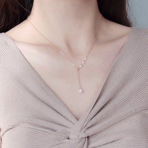 Freshwater Pearl Necklace | 14K Gold Filled Chain | Bridesmaid Gift | Adjustable Necklace | Two way Necklace | Freshwater Pearl Choker