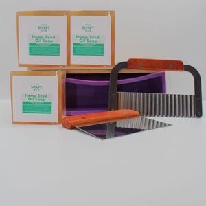 The Soapy Biz 3 lb Soap Making Kit – Goat Milk, Shea Butter or Hemp Base with Silicone Mold & Soap Cutters | DIY Soap Bar Kit